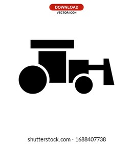 bulldozer icon or logo isolated sign symbol vector illustration - high quality black style vector icons
