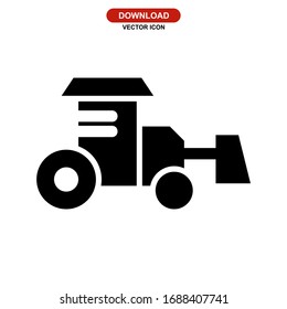 bulldozer icon or logo isolated sign symbol vector illustration - high quality black style vector icons
