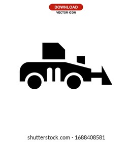 bulldozer icon or logo isolated sign symbol vector illustration - high quality black style vector icons
