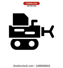 bulldozer icon or logo isolated sign symbol vector illustration - high quality black style vector icons
