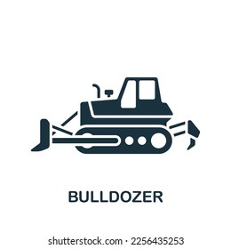 Bulldozer icon. Monochrome simple sign from construction instruments collection. Bulldozer icon for logo, templates, web design and infographics.