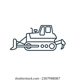 Bulldozer icon. Monochrome simple sign from construction instruments collection. Bulldozer icon for logo, templates, web design and infographics.