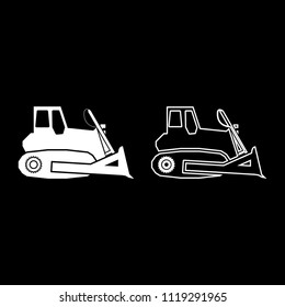 Bulldozer icon outline set white color