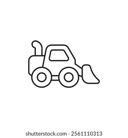 Bulldozer icon Outline vector line symbol