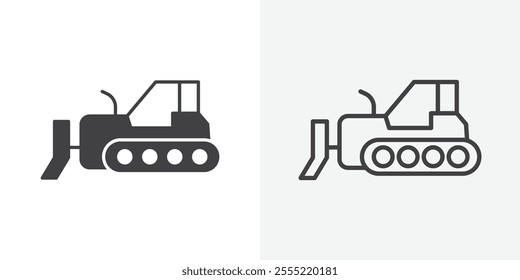 Bulldozer icon. outlined vector style.