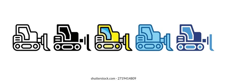 Conjunto de ícones Bulldozer Coleção de estilos múltiplos
