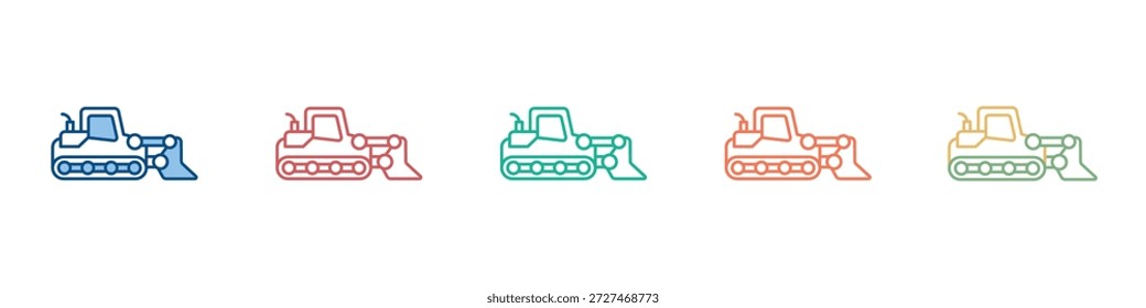 Conjunto de ícones Bulldozer Coleção de estilos múltiplos