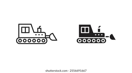 Bulldozer icon set in Thin line black color.