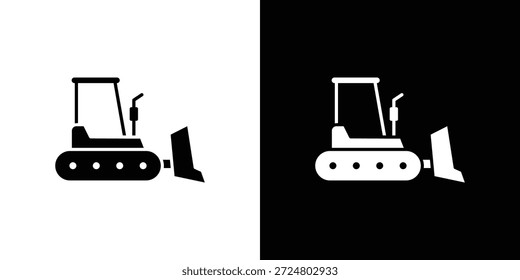 ícone Bulldozer silhueta vetor plana ilustração design pack.