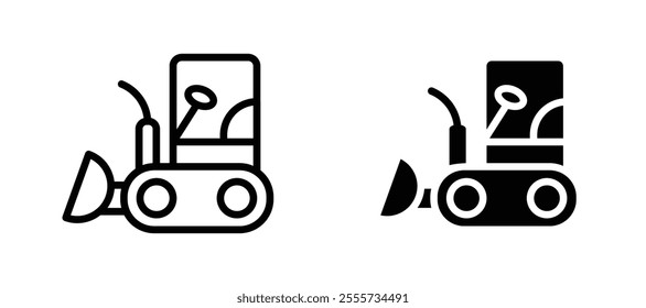 Bulldozer icon symbol collection on white background.