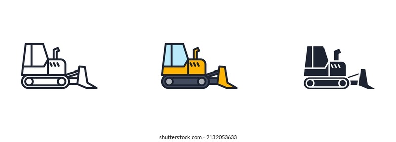 bulldozer icon symbol template for graphic and web design collection logo vector illustration