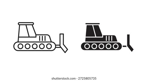 Bulldozer-Symbol. Vektor-EPS 10. Zeile und Glyphensymbol