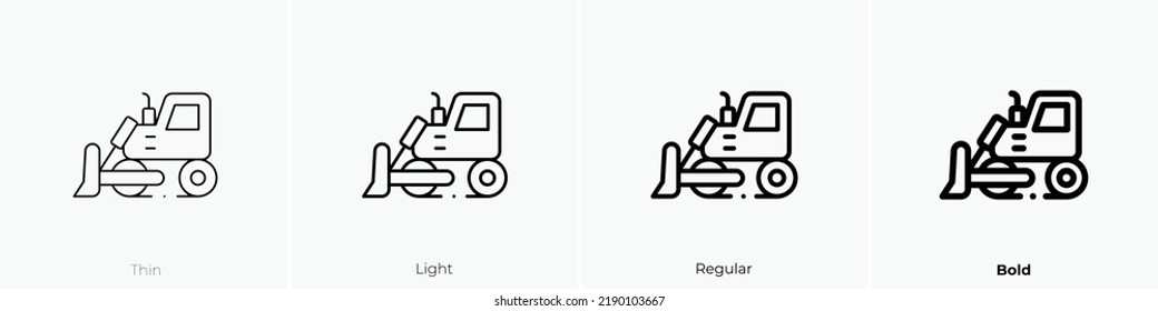bulldozer icon. Thin, Light Regular And Bold style design isolated on white background