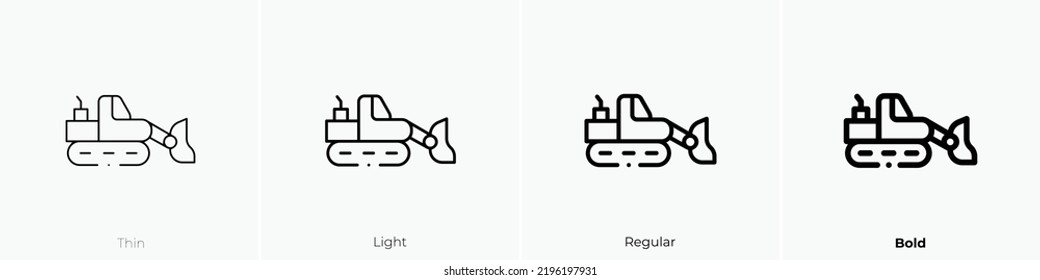 bulldozer icon. Thin, Light Regular And Bold style design isolated on white background