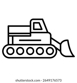 Ícone Buldozer Projeto de vetor de linha fina