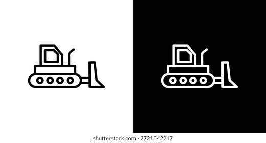 Bulldozer icon in trendy stroke thin linear style.