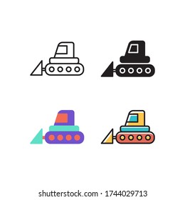 bulldozer icon vector different style design. isolated on white background