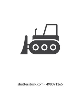 Bulldozer icon vector, filled flat sign, solid pictogram isolated on white, logo illustration
