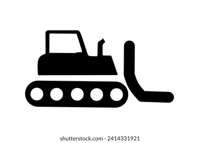 bulldozer icon vector with flat design