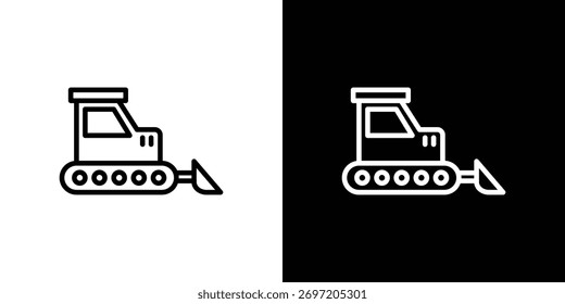 Bulldozer icon vector graphics in strokes