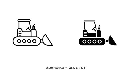 Bulldozer Icon vector. liner and flat style icons set.