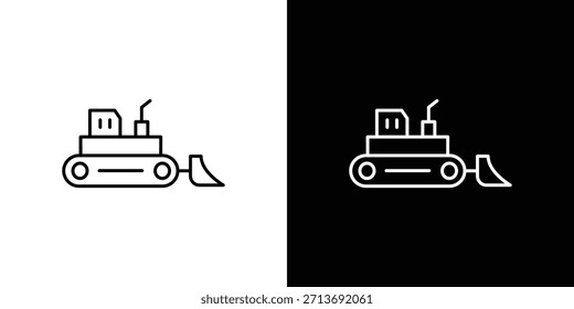 Bulldozer icon vector logo outline. thin line symbols