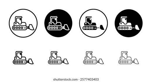 Bulldozer icon Vector logo set flat