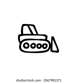 bulldozer icon in vector. Logotype - Doodle