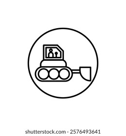 Bulldozer icon vector outline logo sign