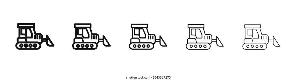 ícone Bulldozer vetor contorno conjunto sinal de ilustração