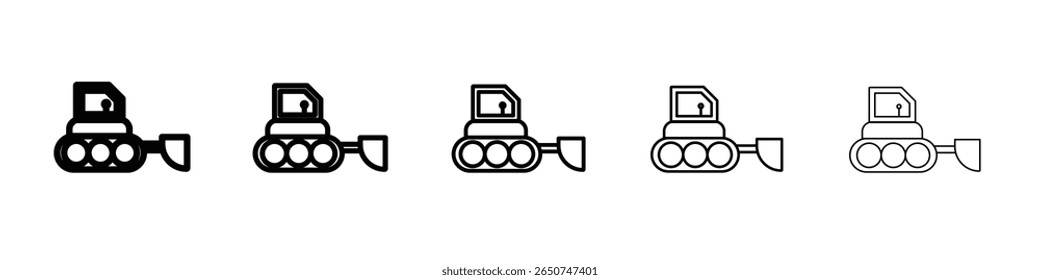 Ícone Bulldozer símbolo de contorno vetorial ou ilustração