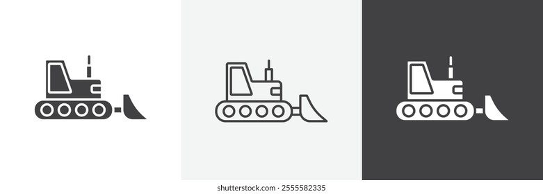 Bulldozer icon vector set for ui designs