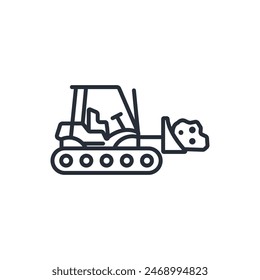 bulldozer icon. vector.Editable stroke.linear style sign for use web design,logo.Symbol illustration.