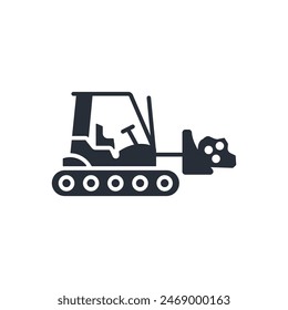 bulldozer icon. vector.Editable stroke.linear style sign for use web design,logo.Symbol illustration.