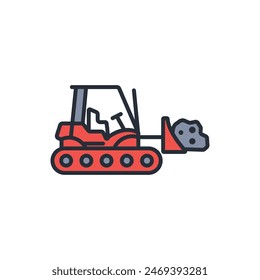 bulldozer icon. vector.Editable stroke.linear style sign for use web design,logo.Symbol illustration.