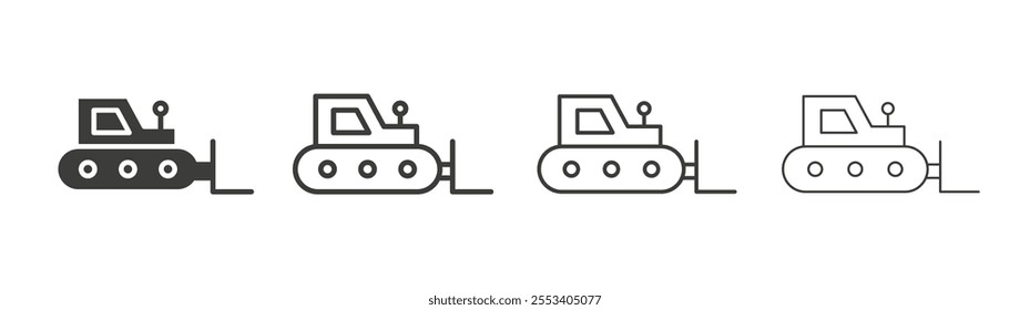 Bulldozer icons collection. vector set in black color