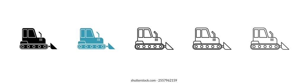 Bulldozer icons pack in black and blue.