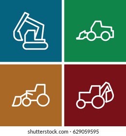 Bulldozer icons set. set of 4 bulldozer outline icons such as 
