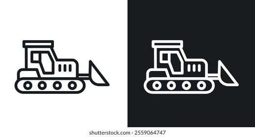 Bulldozer icons. vector set in black colors