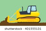 bulldozer illustration with green background