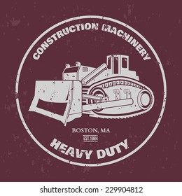 Bulldozer illustration. T-shirt design. Vector illustration