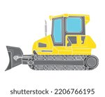  Bulldozer in isolate on a white background. Construction equipment. Vector illustration.