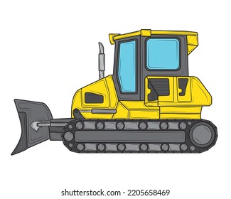  Bulldozer aislado sobre un fondo blanco. Equipo de construcción. Ilustración vectorial.