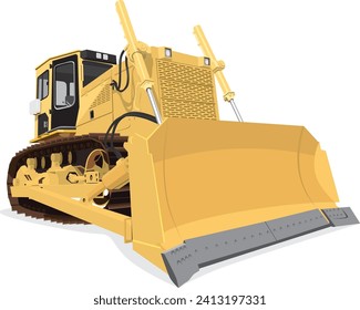 Bulldozer isolated on a white background. Construction equipment. Vector illustration.