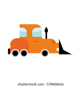 bulldozer isolated. Transport on white background. Grader in cartoon style
