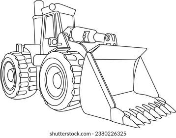 Arte de línea Bulldozer para la página del libro de colorido