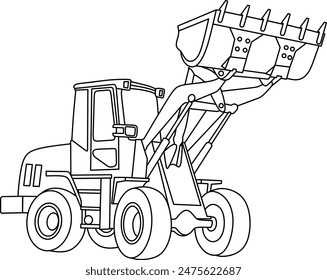 Bulldozer line art for coloring book page