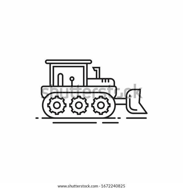 Bulldozer line art simple
icon vector