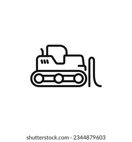 Bulldozer line icon isolated on white background