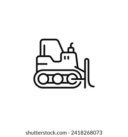 Bulldozer line icon isolated on white background